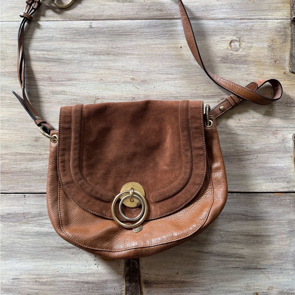 Diane Von Furstenberg DVF brown Leather/suede large Crossbody Bag